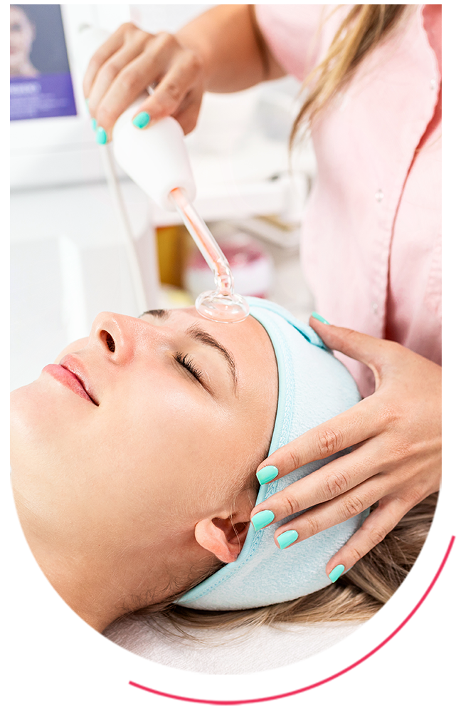 Client receiving skin treatment